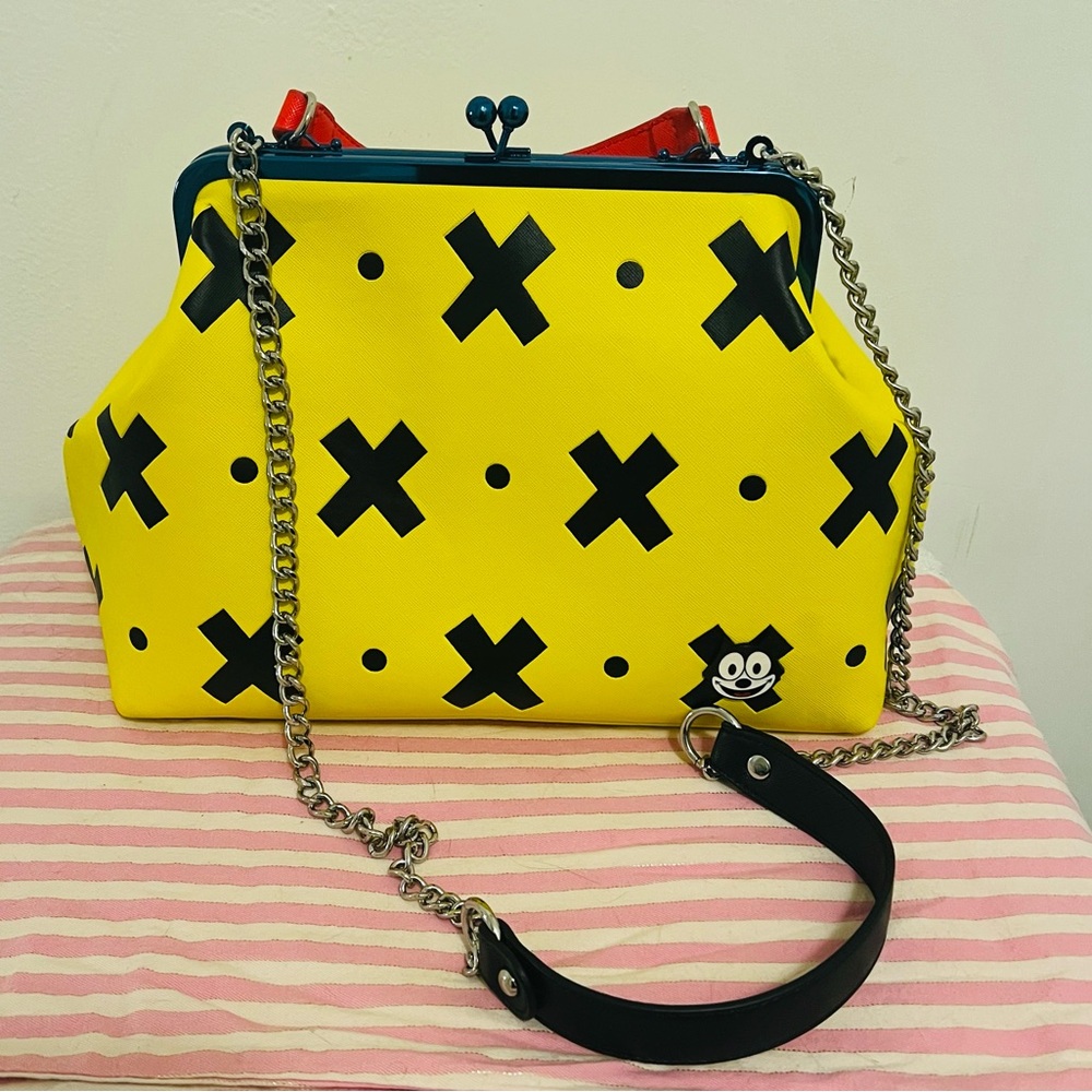 Loungefly Felix The Cat Yellow and Black Cartoon Satchel